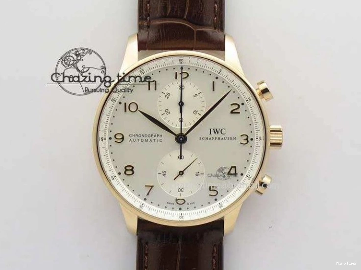 MIROTIME 0821 Portuguese Chrono RG IW371480 ZF 1:1 Best Edition White Dial On Brown Leather Strap A7750 V HighPerformance 7266
